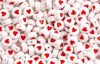 White Bead w/ Red Heart